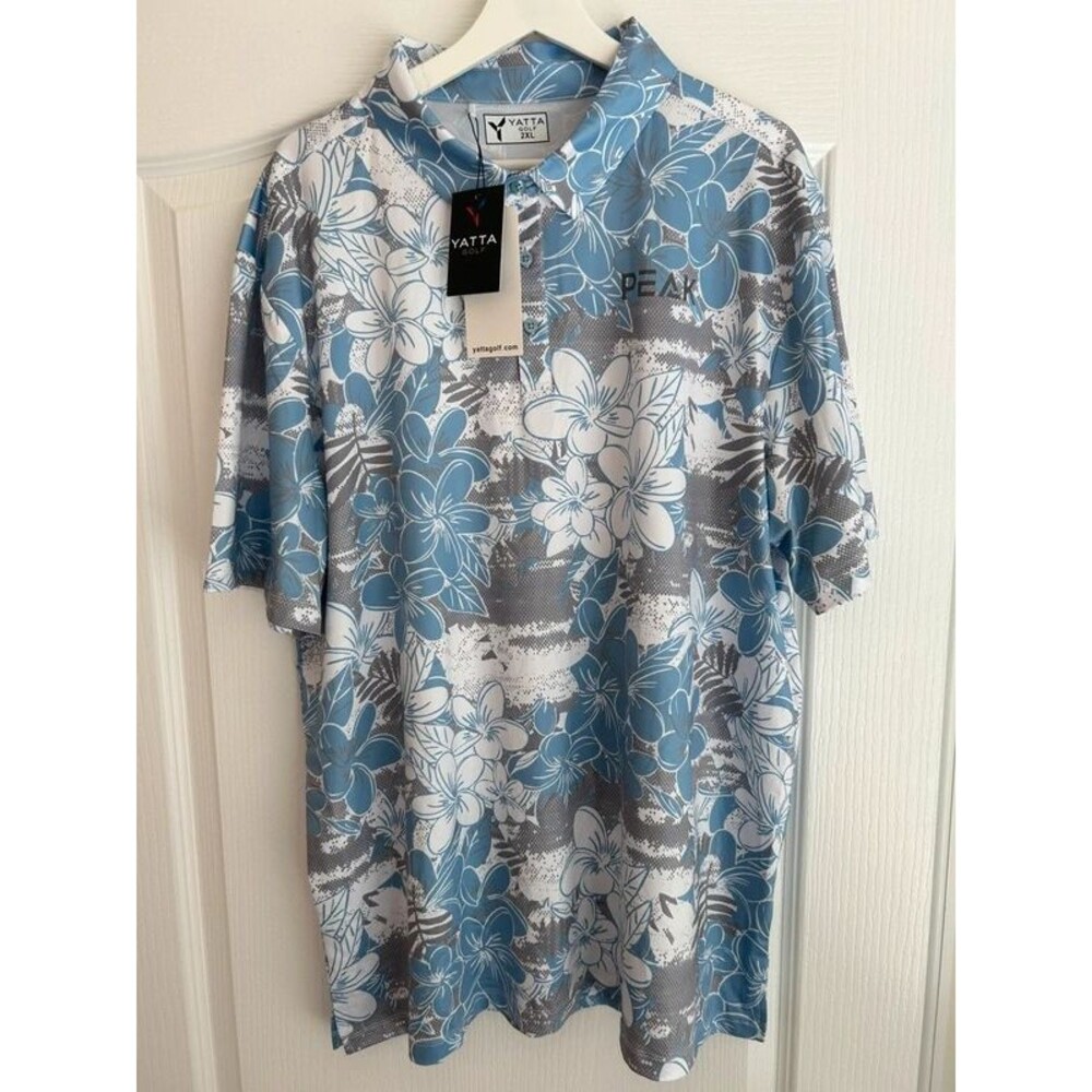 New Men Yatta Golf Tropical Mist 2XL Polo Floral Stretch Performance Moisture
